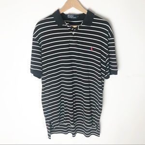 Polo Ralph Lauren Black White Stripe Polo Size M